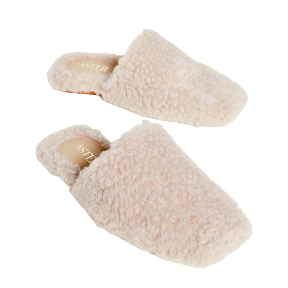 New ASTER Faux Sherpa Flat Slides Size 5 US Designer
